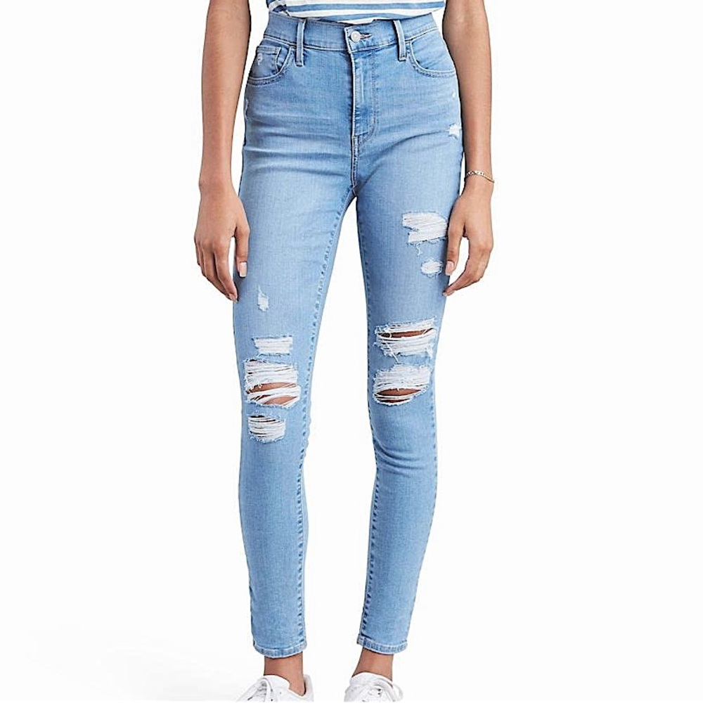 Levi's 720 High Rise Super Skinny Women's Light Blue Jeans Size 30 Like NEW!! - Picture 9 of 13